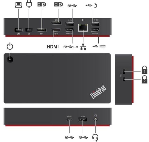 Preview: Lenovo ThinkPad Universal USB-C Dock, USB-C 3.1 [B links