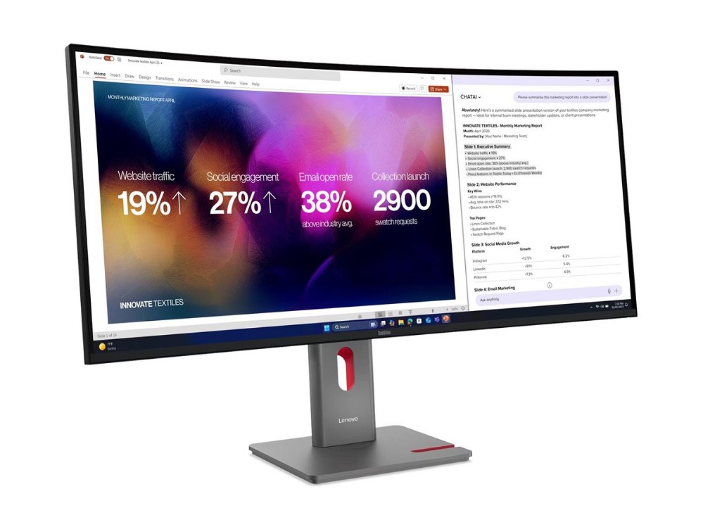 Lenovo ThinkVision P40WD-40 - LED-Monitor - gebogen - 101.6  hinten